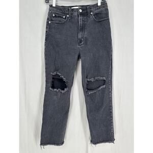 Abercrombie Fitch Jeans Womens 28 6 Short Black Ankle Straight Ultra High Rise